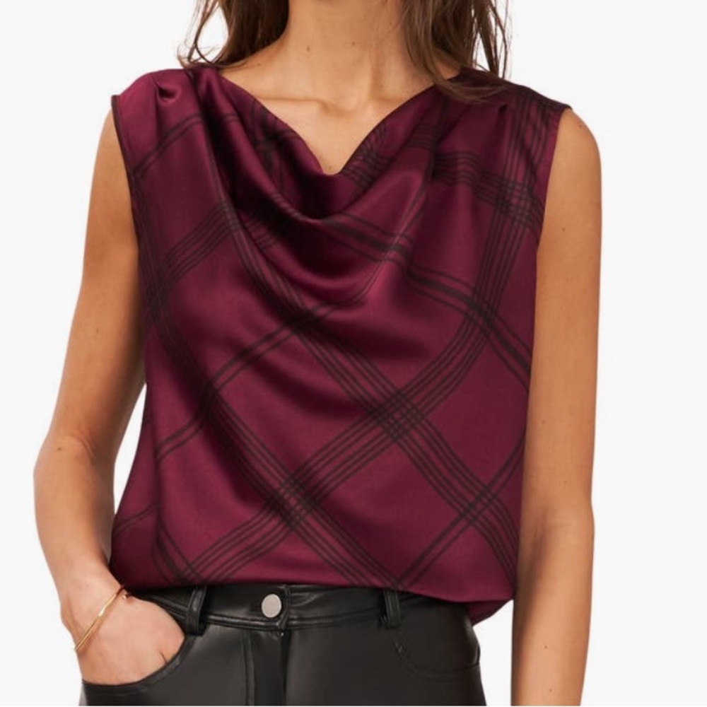 Halogen Plaid Sleeveless Top